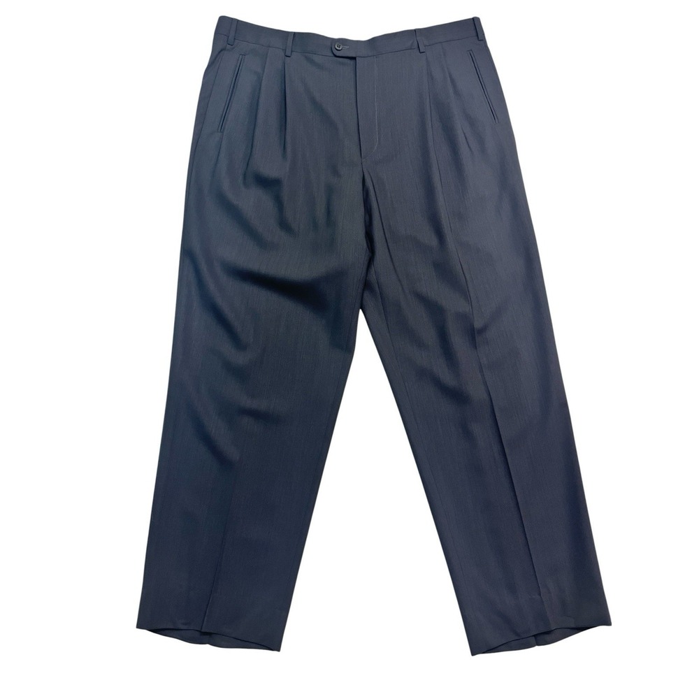 Zanella Italy 42x32 Gray Charcoal Duncan Dress Pants Trousers Pleated High Waist
